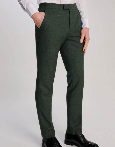 Harry Brown Sandro slim fit linen look suit trousers in green in green - view 1
