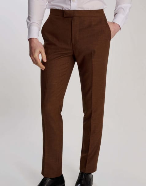 Harry Brown Sandro slim fit linen look suit trousers in rust in rust - view 1
