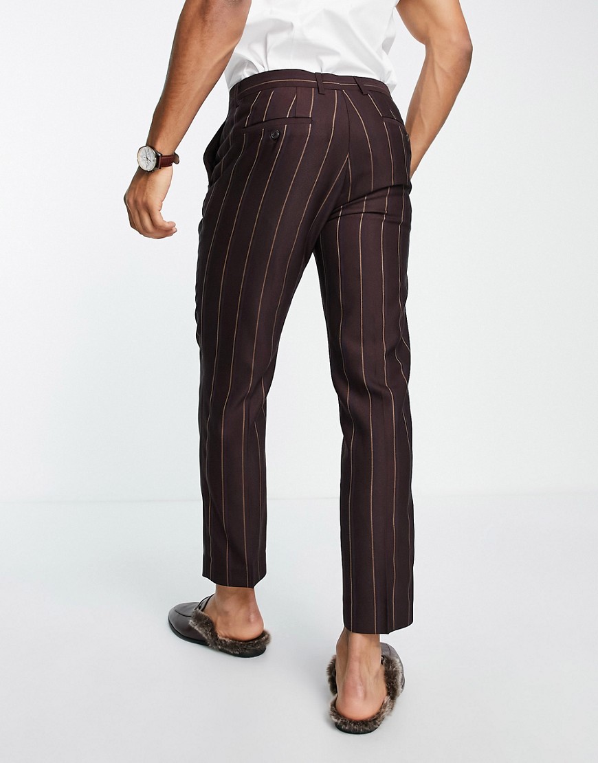 harry brown -  – Schmal geschnittene Anzughose mit kurzem Schnitt-Braun