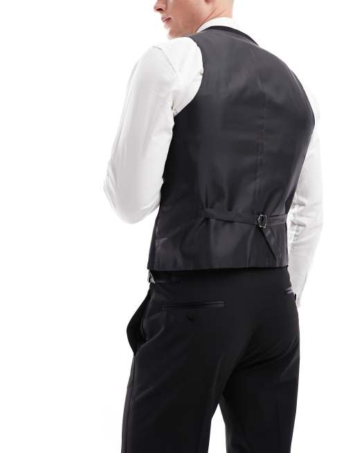 Harry Brown – Schmale, zweireihige Smokingweste in Schwarz mit Schalrevers, 3 von 5