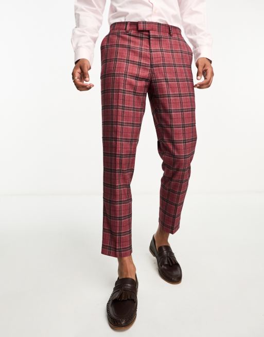 Mens red hot sale cropped pants