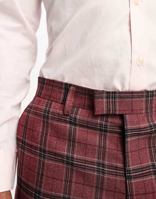 Harry Brown skinny cropped suit pants in red tartan, 2 of 5