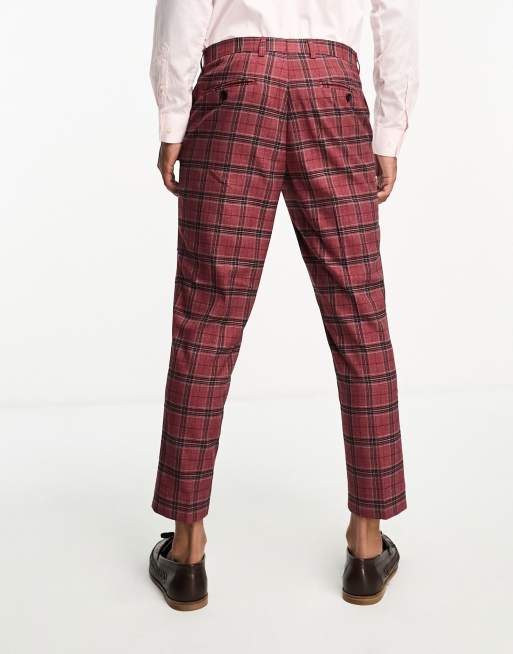 Harry Brown skinny cropped suit pants in red tartan, 4 of 5