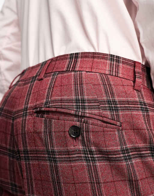 Harry Brown skinny cropped suit pants in red tartan, 5 of 5