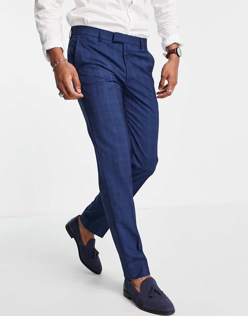 Harry Brown skinny fit check pants-Blues