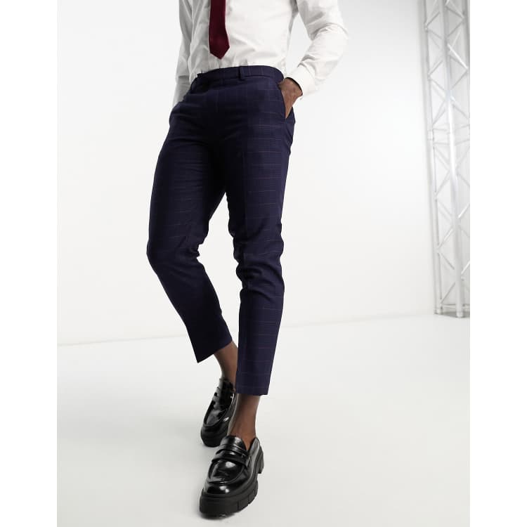 Check slim cropped trousers on sale mens