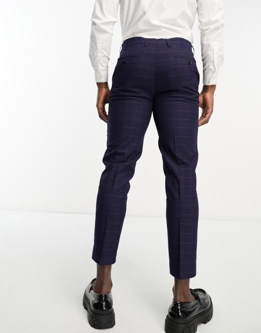 Check slim store cropped trousers mens