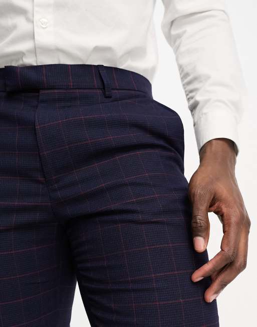 Checked Slim Fit Cropped Trousers