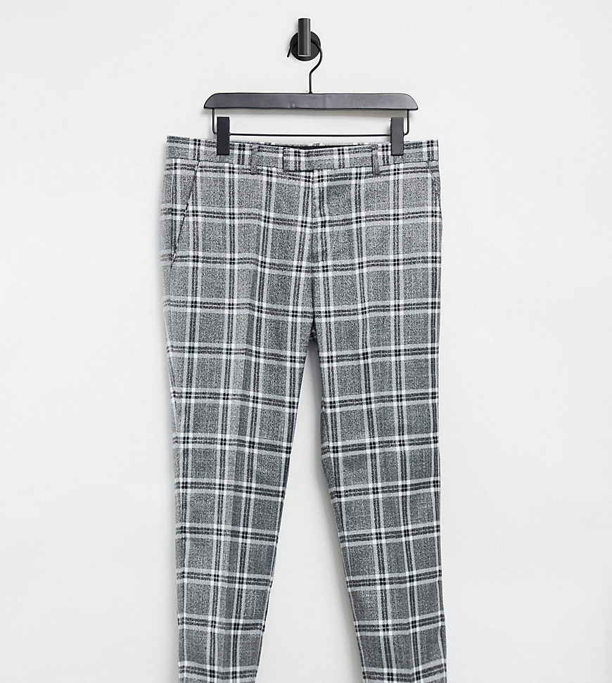 Harry Brown skinny fit metallic checked cropped suit pants-Grey