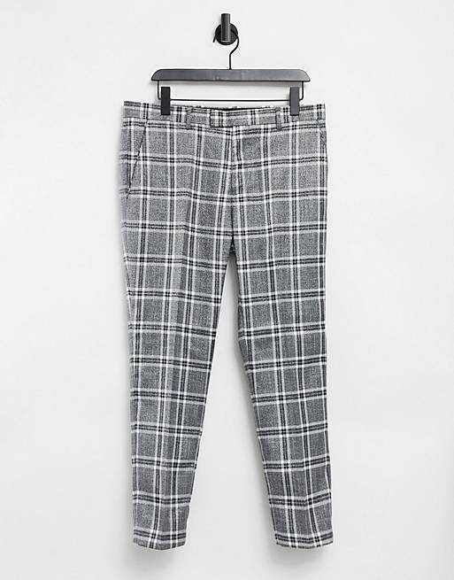 Harry Brown skinny fit metallic checked cropped suit trousers