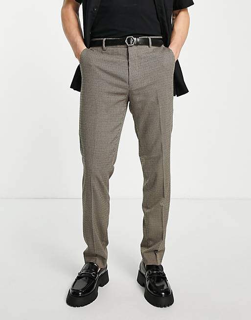 Harry Brown skinny fit puppytooth suit trousers