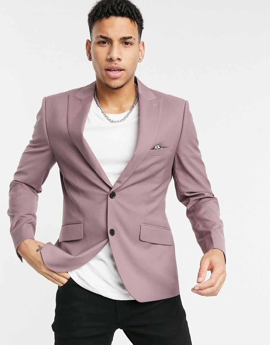 Harry Brown Skinny Fit Suit Jacket-pink
