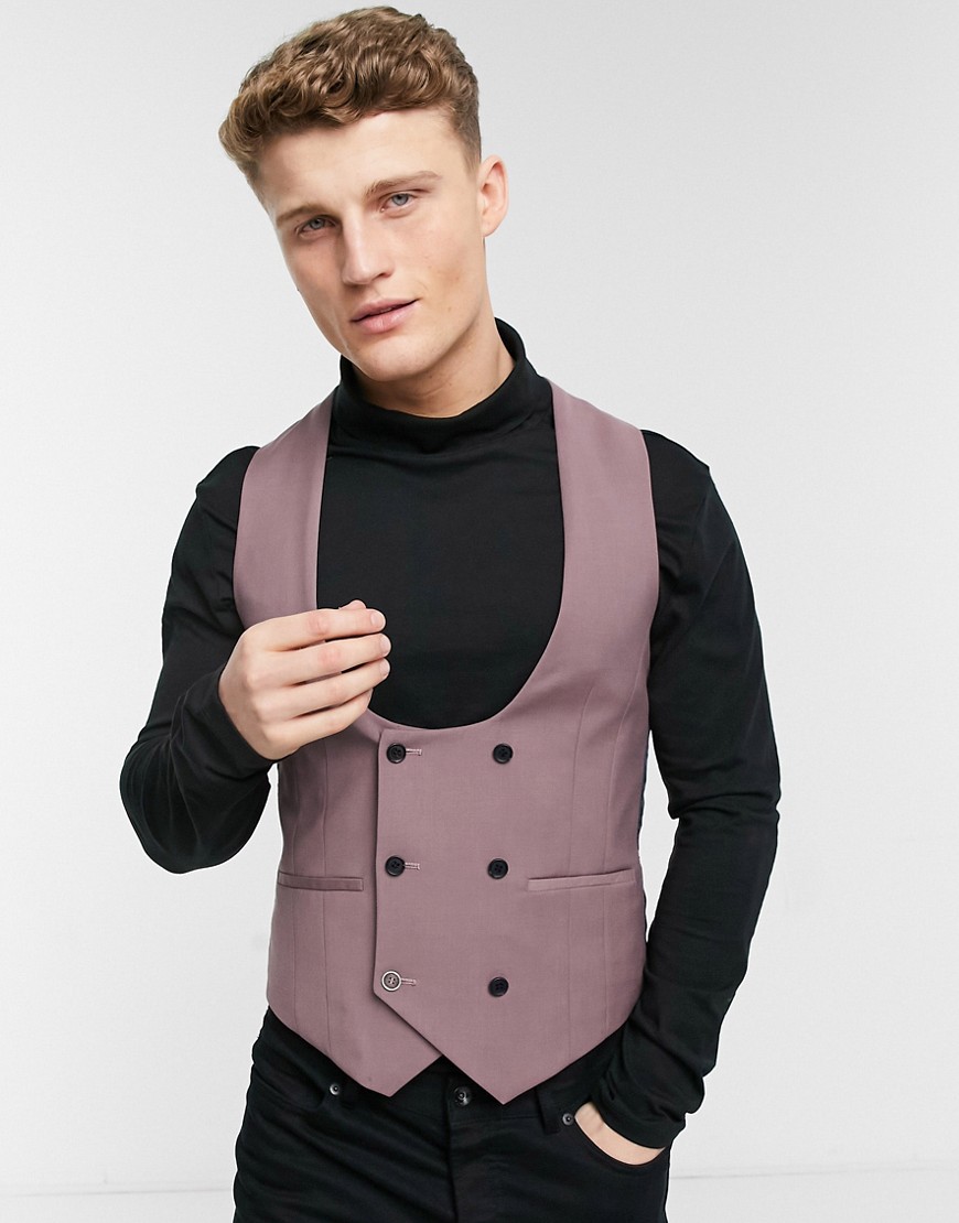 Harry Brown Skinny Fit Suit Suit Vest-pink