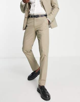 Harry Brown Harry Brown skinny linen suit trousers in brown-Neutral