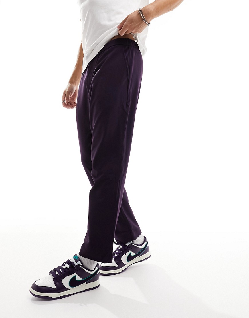Harry Brown slim elasticated trousers in purple
