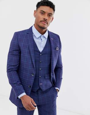 next check suit blue