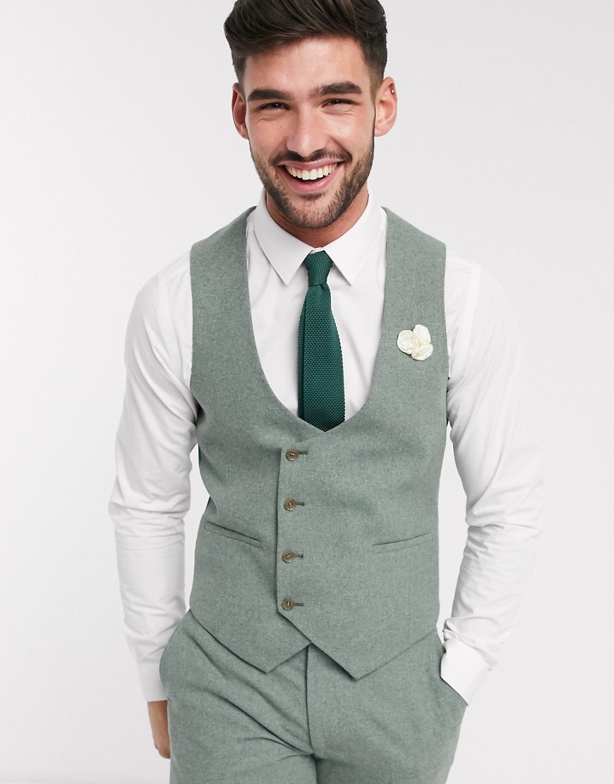 Harry Brown - Slim-fit bruiloftsgilet van tweed-Groen
