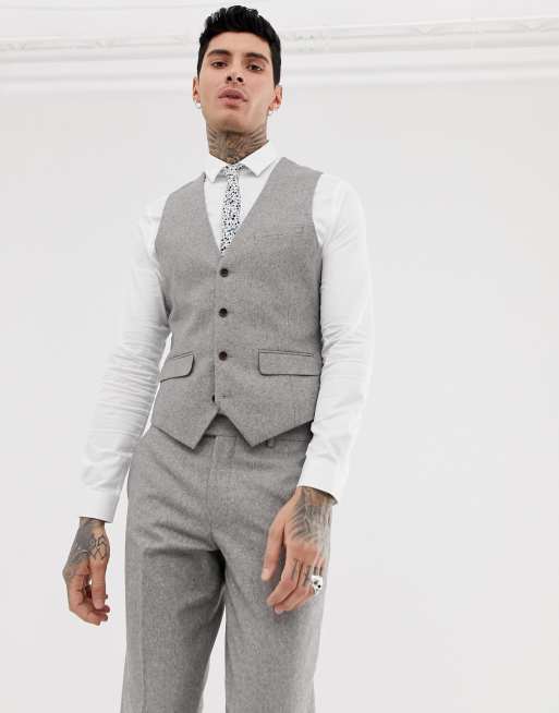 Harry Brown - Bruiloft - Slim-fit zomers tweed kostuum van wolmix, 3 van 3