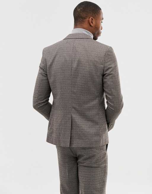 Harry Brown - Slim-fit colbert in bruin met kleine ruit, 2 van 3