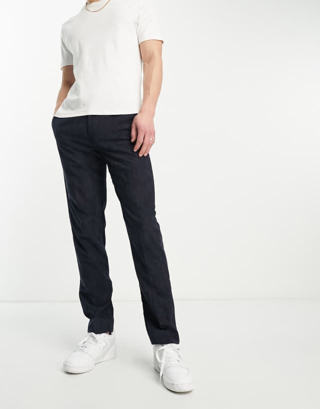 Harry Brown - slim fit cord trousers in navy