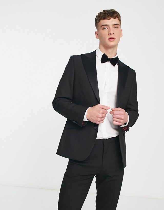 Harry Brown slim fit dinner suit jacket in black