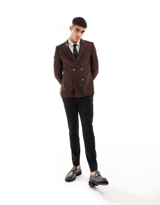 Harry Brown - Slim-fit double breasted colbert van linnen in bruin, 5 van 5