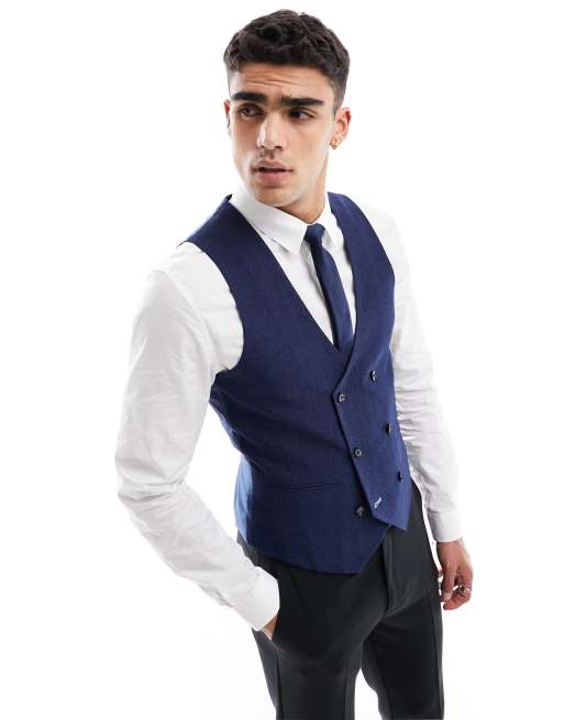 V neck double hot sale breasted waistcoat