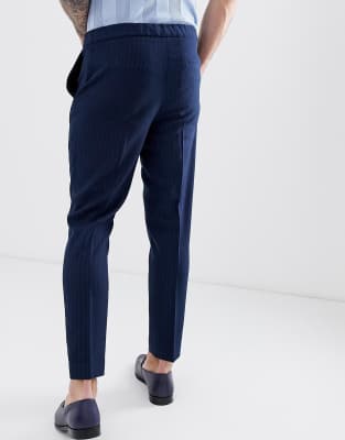 slim fit elasticated waist trousers