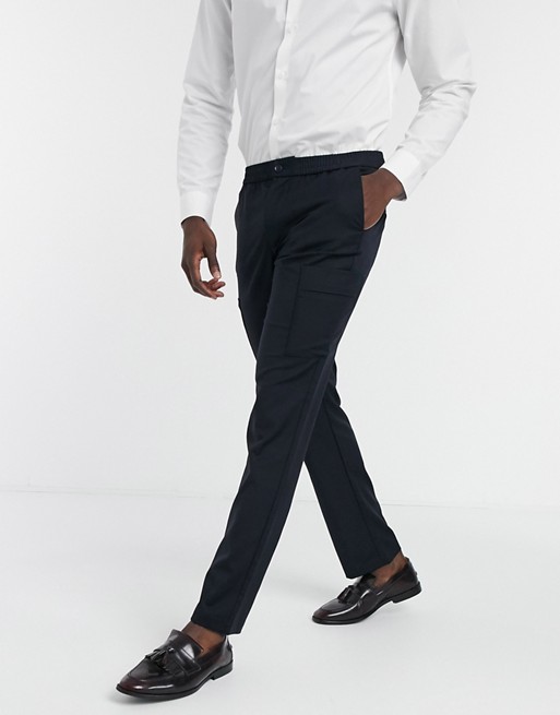 Harry Brown slim fit elasticated waistband utlity pocket trouser