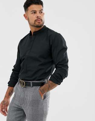 slim fit grandad shirt