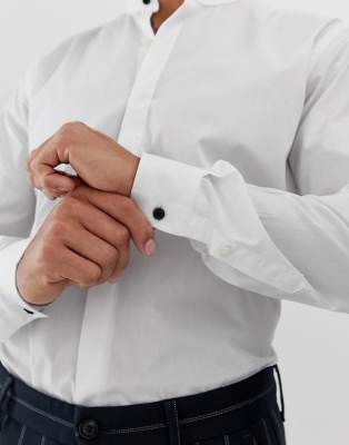 slim fit grandad collar shirt