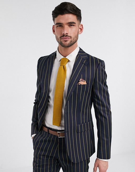 Harry Brown slim fit navy stripe suit jacket