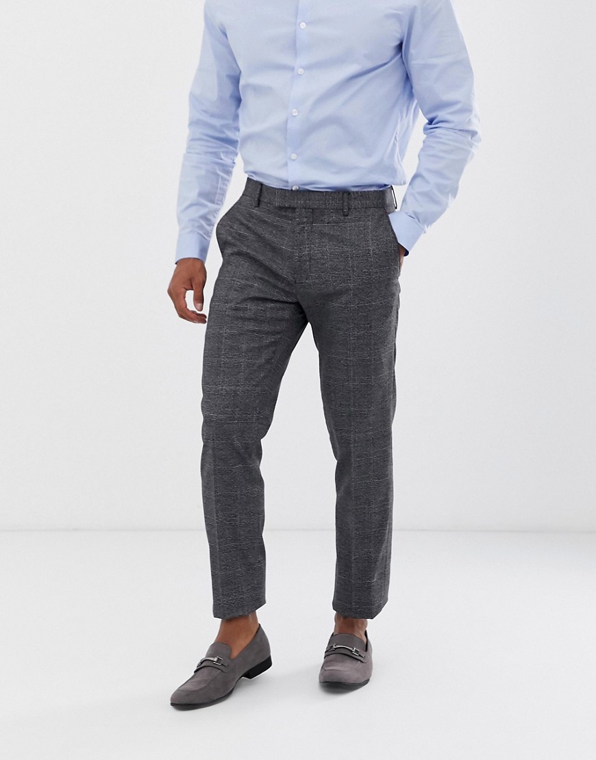 Harry Brown - Slim-fit pantalon met textuur en ruit in grijs