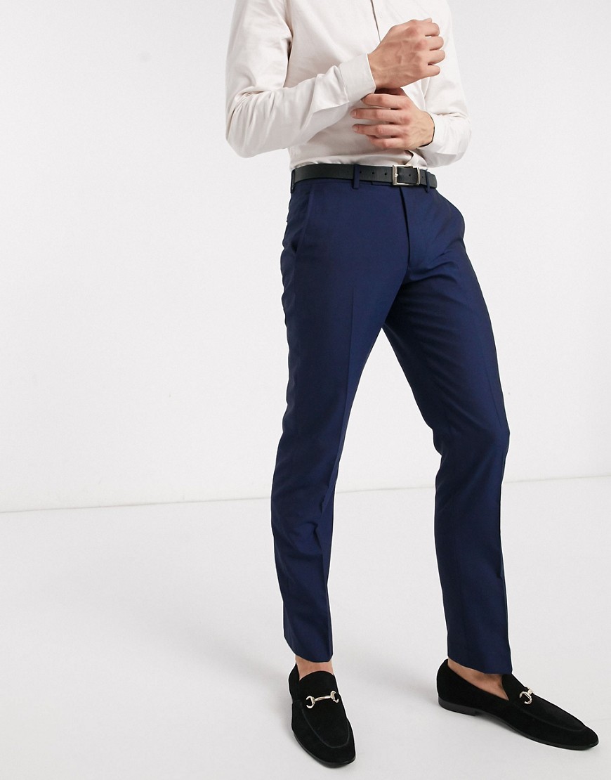Harry Brown slim fit plain suit trouser-Navy