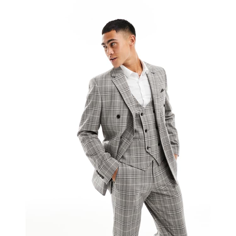 Harry Brown slim fit suit jacket in gray plaid