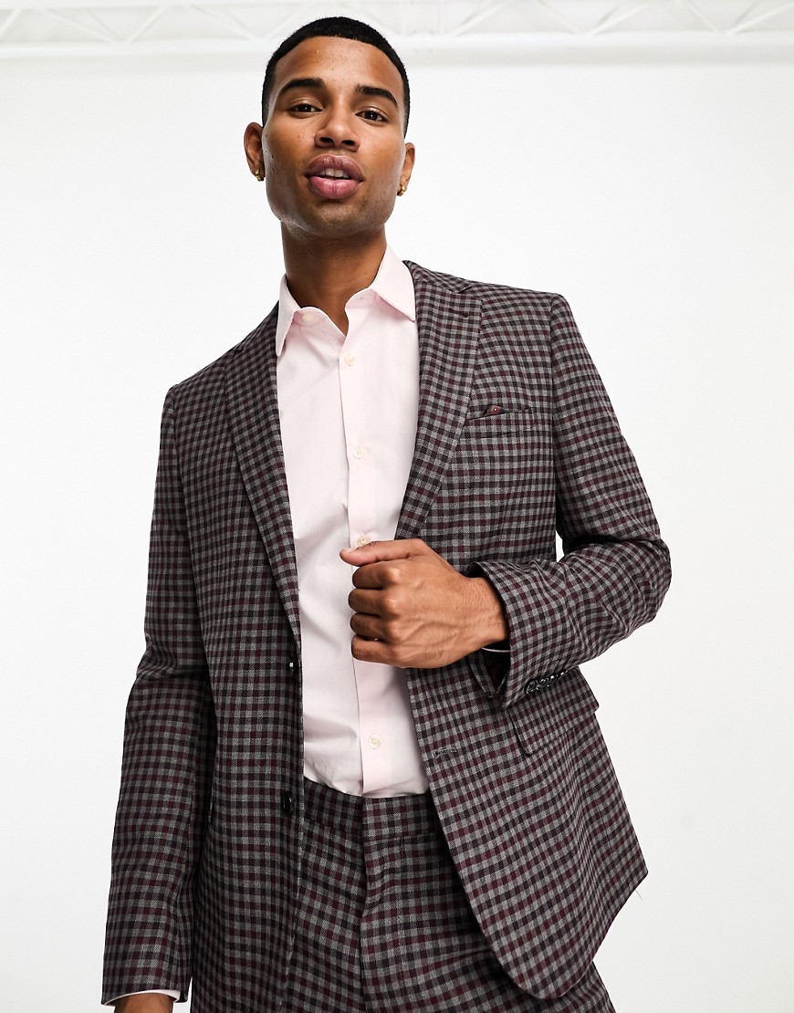 Harry Brown slim fit suit jacket in red gingham check