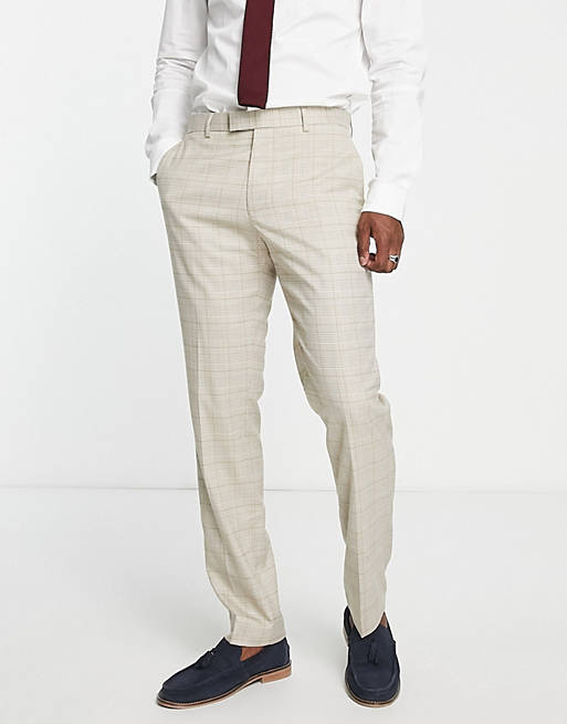 Harry Brown slim fit suit pants in brown check