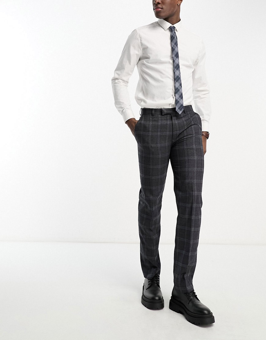 Harry Brown slim fit suit pants in gray check