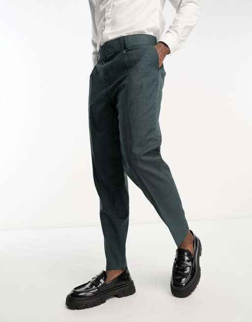 Skinny trousers with mid waist, Medium Green