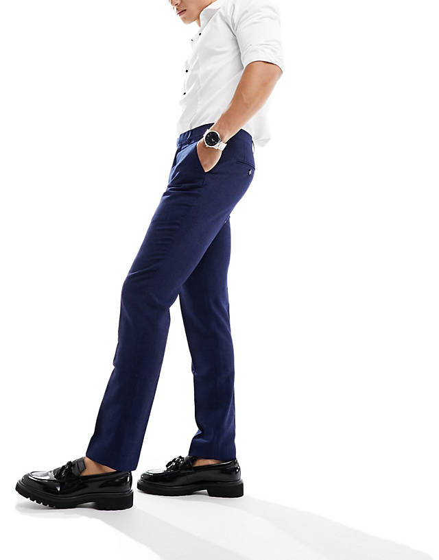 Harry Brown - slim fit suit trousers in dark blue