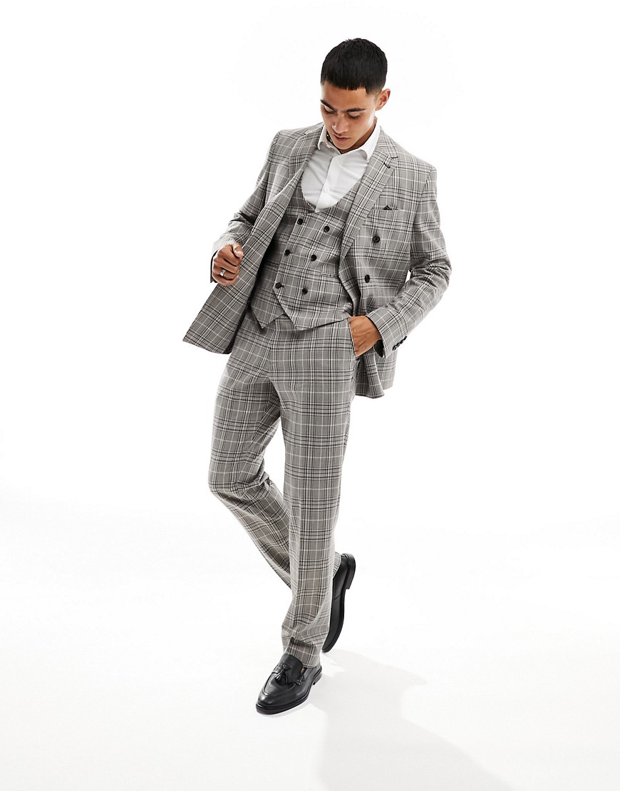 Harry Brown slim fit suit trousers in grey check