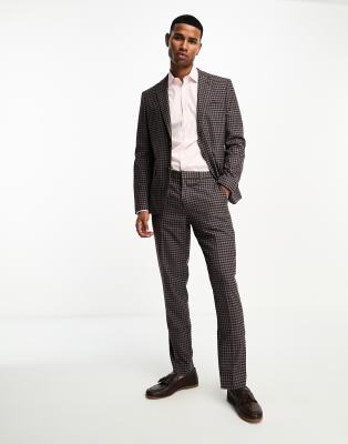 Harry Brown Harry Brown slim fit suit trousers in red gingham check