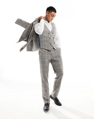 Harry Brown slim fit suit waistcoat in grey check