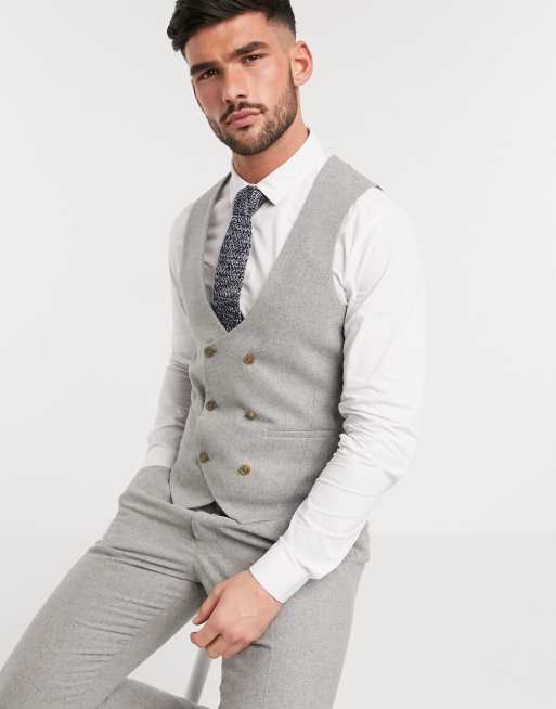 Harry Brown slim fit wedding tweed double breasted suit vest