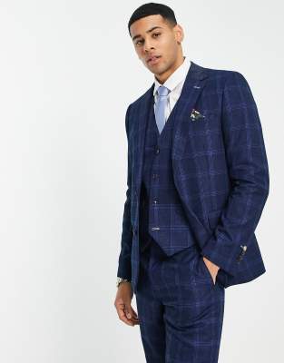Harry Brown Slim Fit Window Pane Check Suit Jacketnavy ModeSens