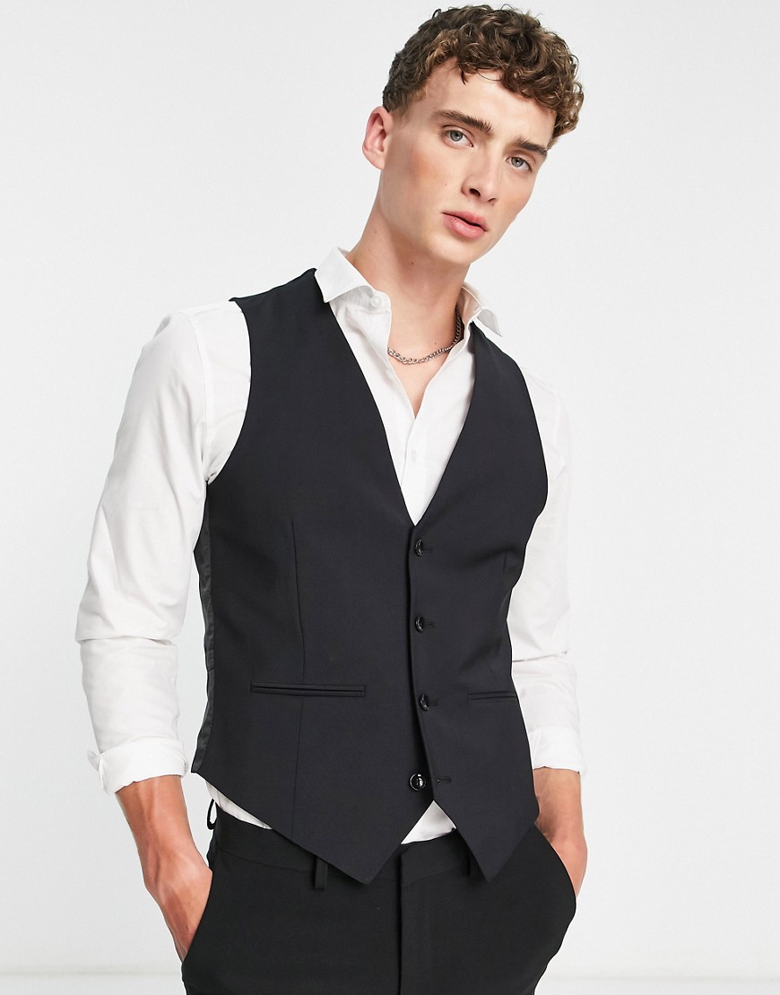 Harry Brown slim suit vest in black