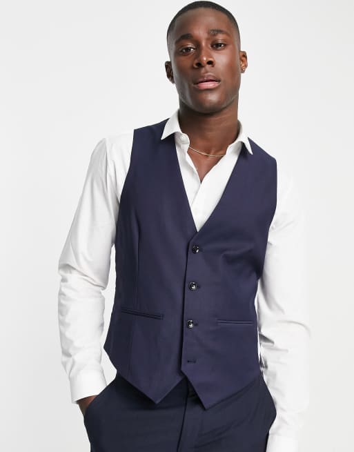 Harry Brown slim suit vest in navy ASOS