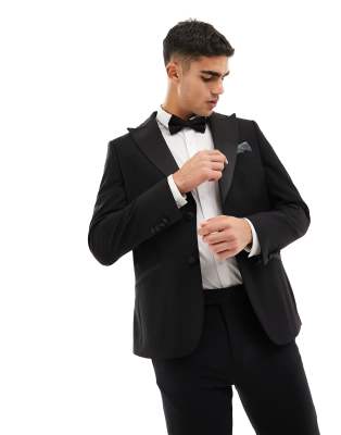 Harry Brown Harry Brown slim tuxedo jacket in black