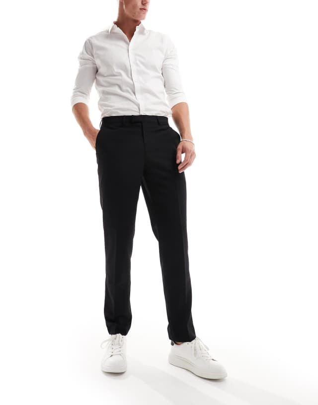 Harry Brown - slim tuxedo trousers in black