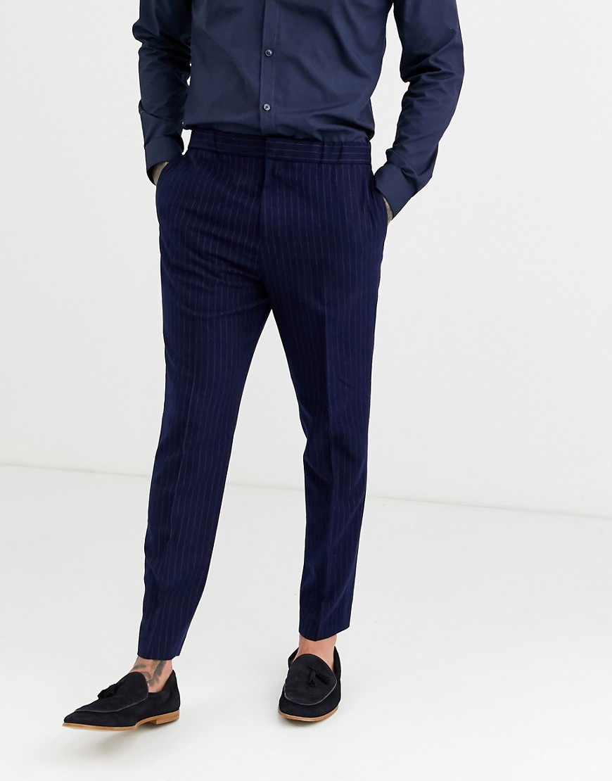 Harry Brown - Smalle cropped broek met elastische taille-Marineblauw